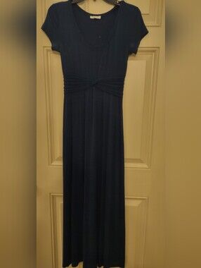 Sophia Max Navy Twist-Waist Maxi Dress